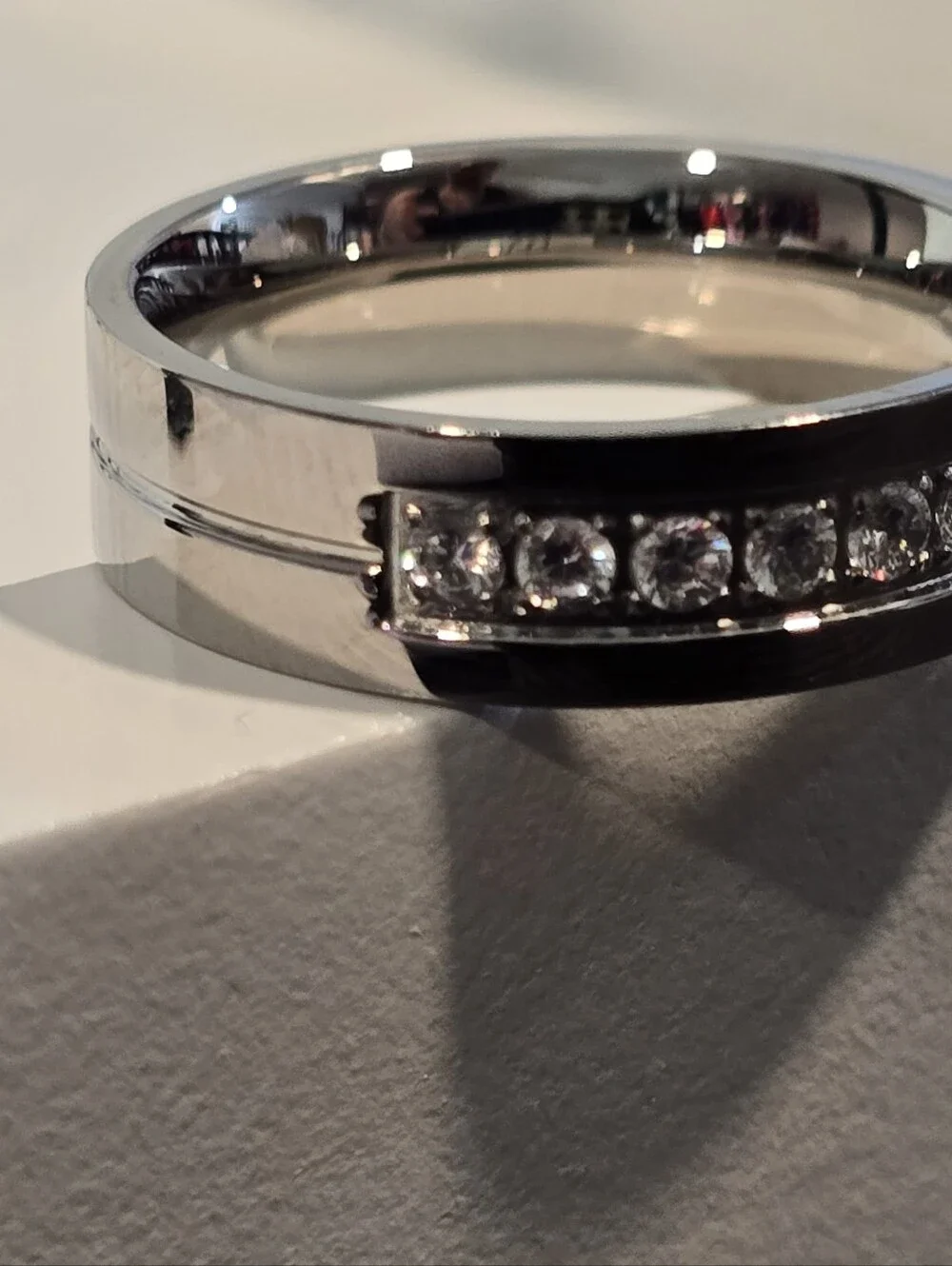 Qorn Iced Out CZ Ring Silver 316L Stainless Steel Diamond Look Gym Proof. 6mm - Picture 5 of 9
